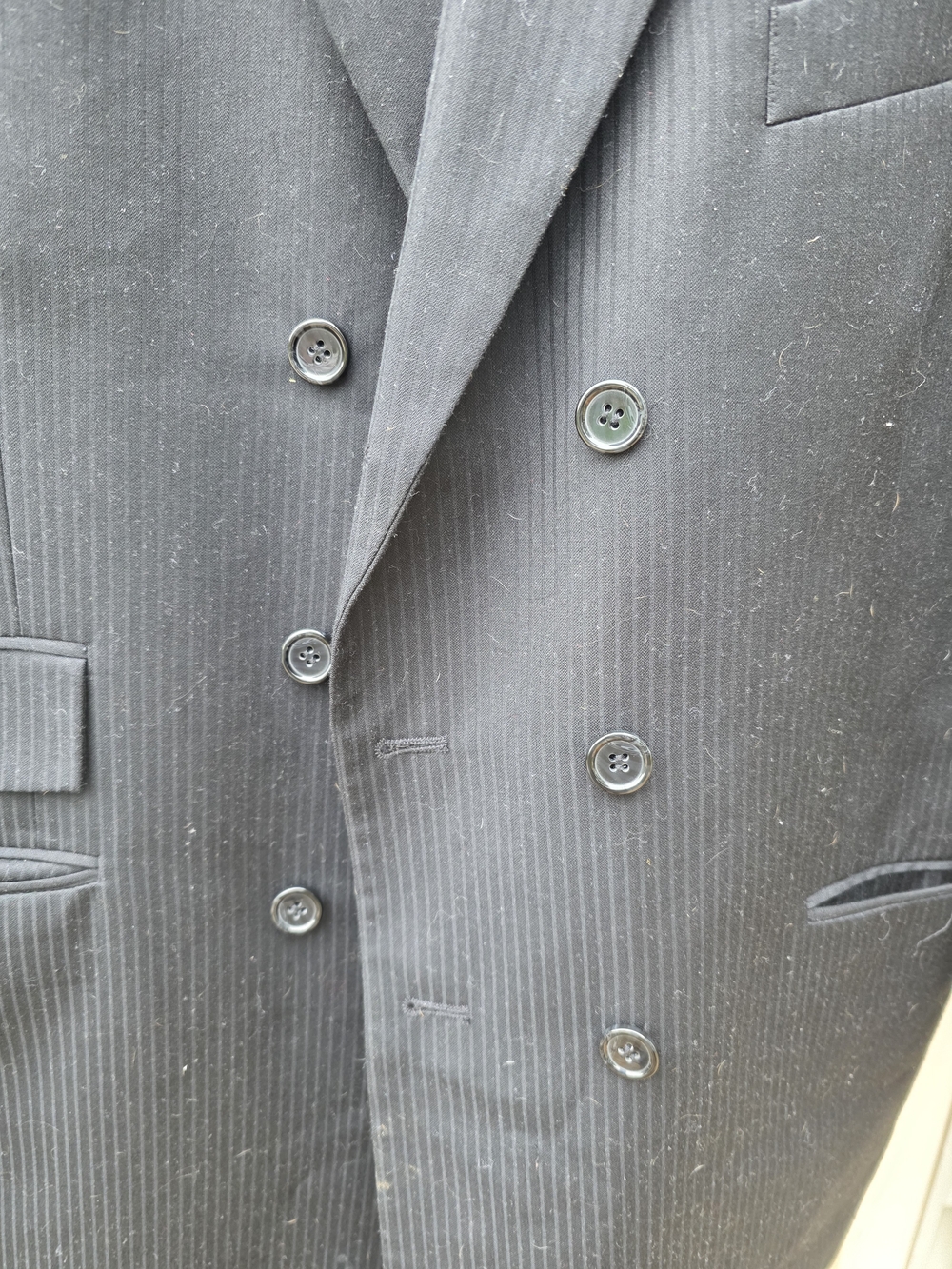 Stacy Adams Black Pinstripe Blazer with Copper Trim